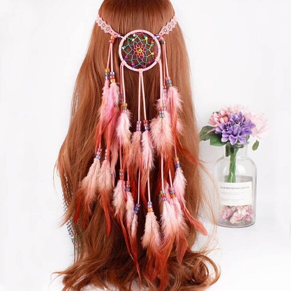 🆕 Dreamcatcher Boho Feather Hippie Hairband Indian Gypsy Headband Tassel NWT - Picture 3 of 5